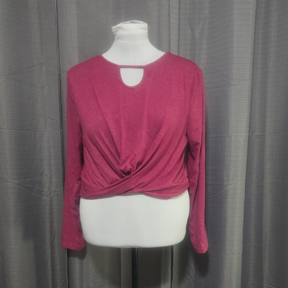 Elegant Pink/Maroon Twist Front Women's Top